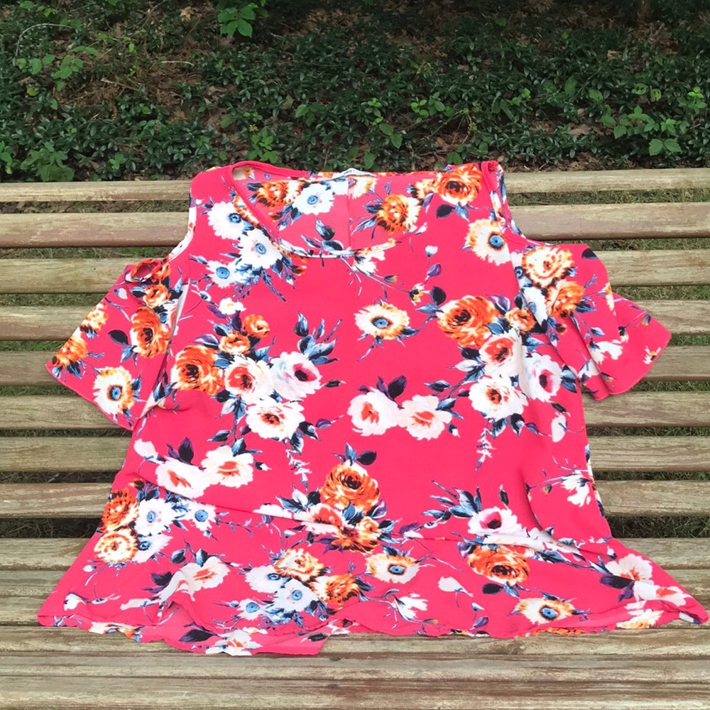 Sweet Lindsey Cold Shoulder Pink Floral Top